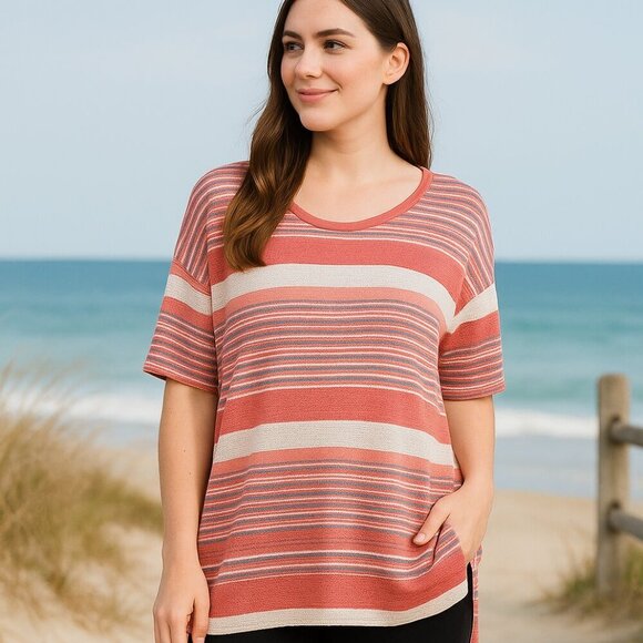 NWT LuLaroe Irma Tunic Coral Teal Waffle Size XXS 0 - Picture 1 of 8